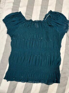 Sheer Green Dress Blouse Sz 2XL